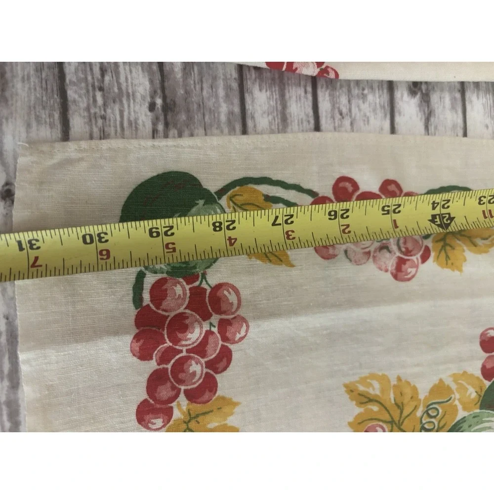 Vintage 1950s Cotton Kitchen Towels PAIR Floral Grapes Green Red Yellow